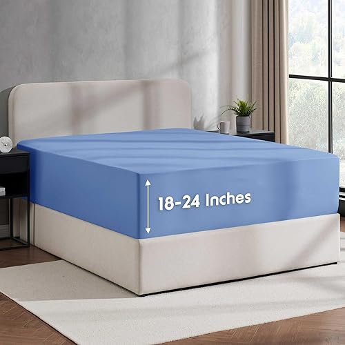 Nestl Bedding - Sábanas bajeras con bolsillo profundo de 53 cm, Microfibra, azul, (Calm Blue), King disponible en Yaxa Costa Rica