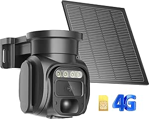 KKB 4G LTE Cellular Security Cameras Wireless Outdoor, No WiFi Solar Security Camera, 2K HD Cam Color Night Vision, 2-Way Audio, 355° Live View, PIR Motion Sensor (SIM Card Included) asin的图片