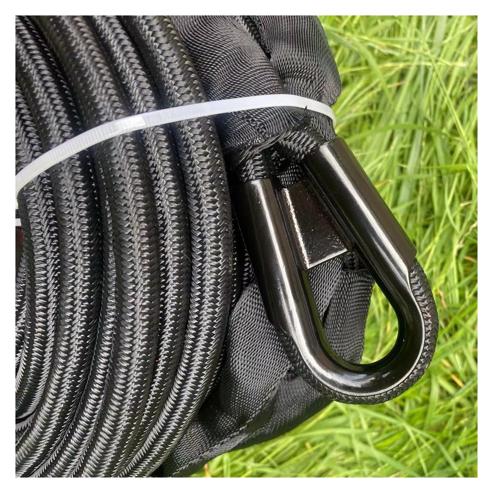 Kit de corde de treuil synthétique Corde de remorquage 10mm x 25M, 9,5 tonnes, for SUV, auto-assistance, corde moléculaire très élevée, crochet de remorquage, banderoles, Double treuil(A)