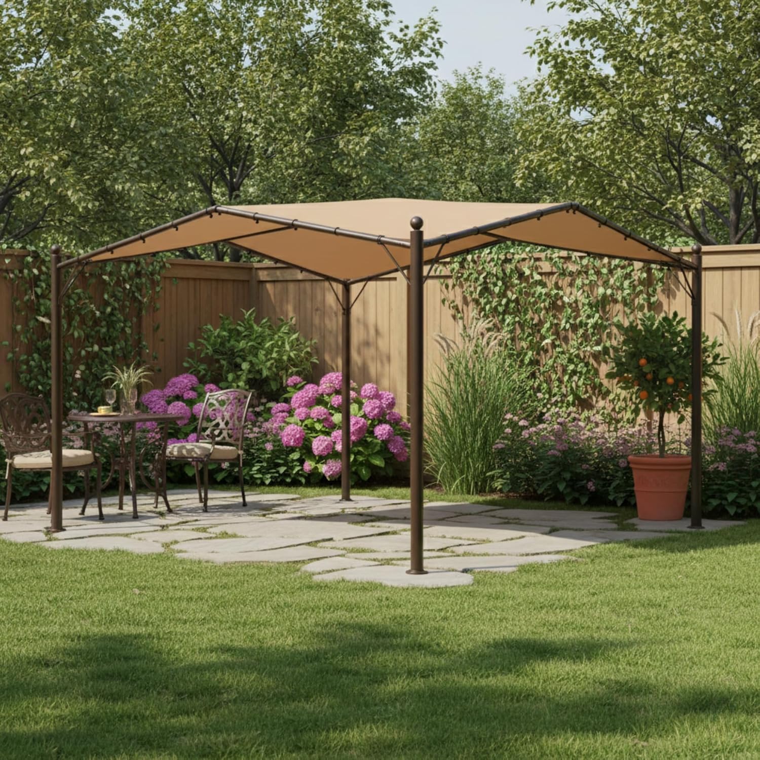 Garden Winds Heavy Duty Reinforced RipLock 500 Replacement Canopy Top Cover Compatible with 13' x 13' Butterfly Pavillion Model TPGAZ2005 - Beige
