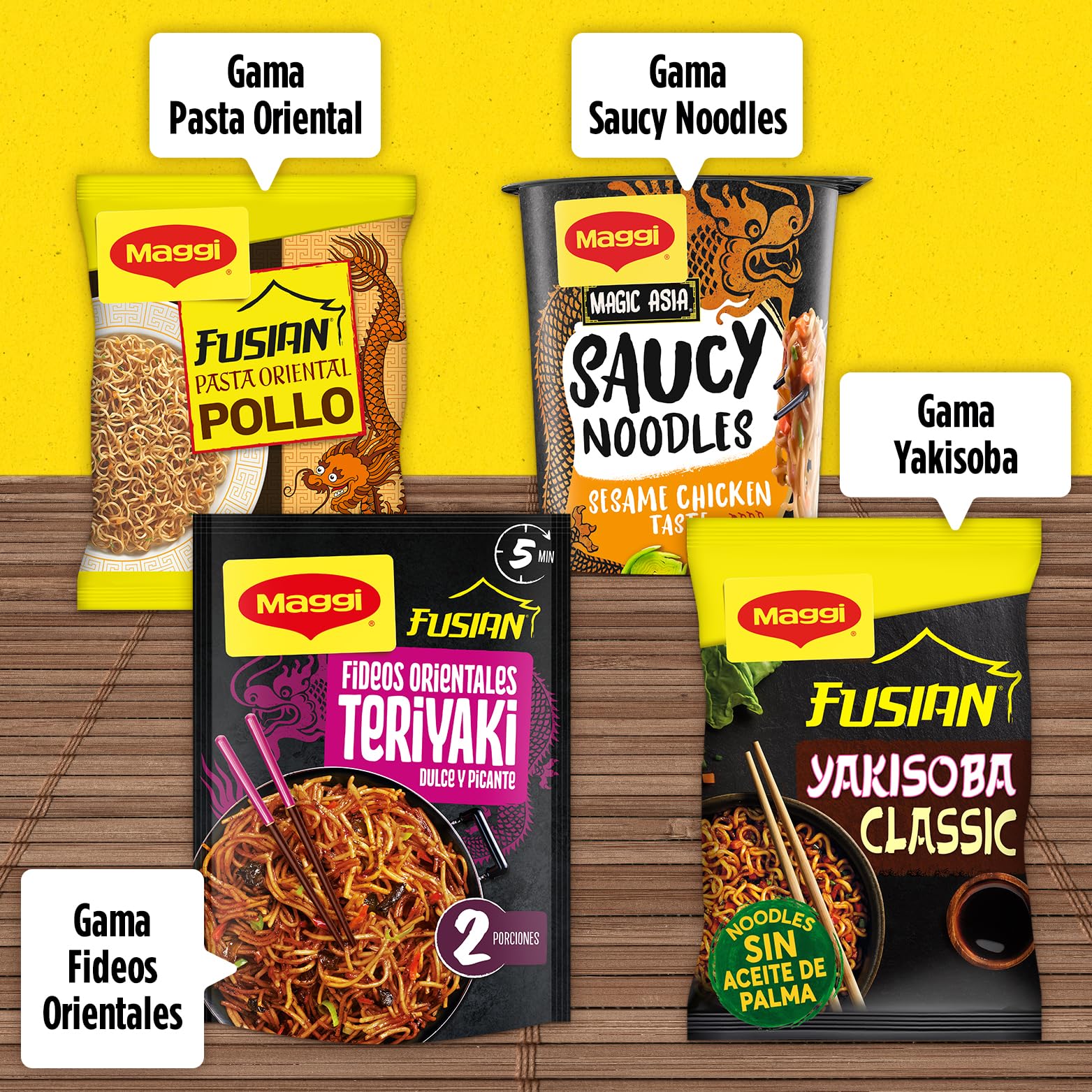 MAGGI Pasta oriental Noodles sabor Pollo - Sobre 10x71 g