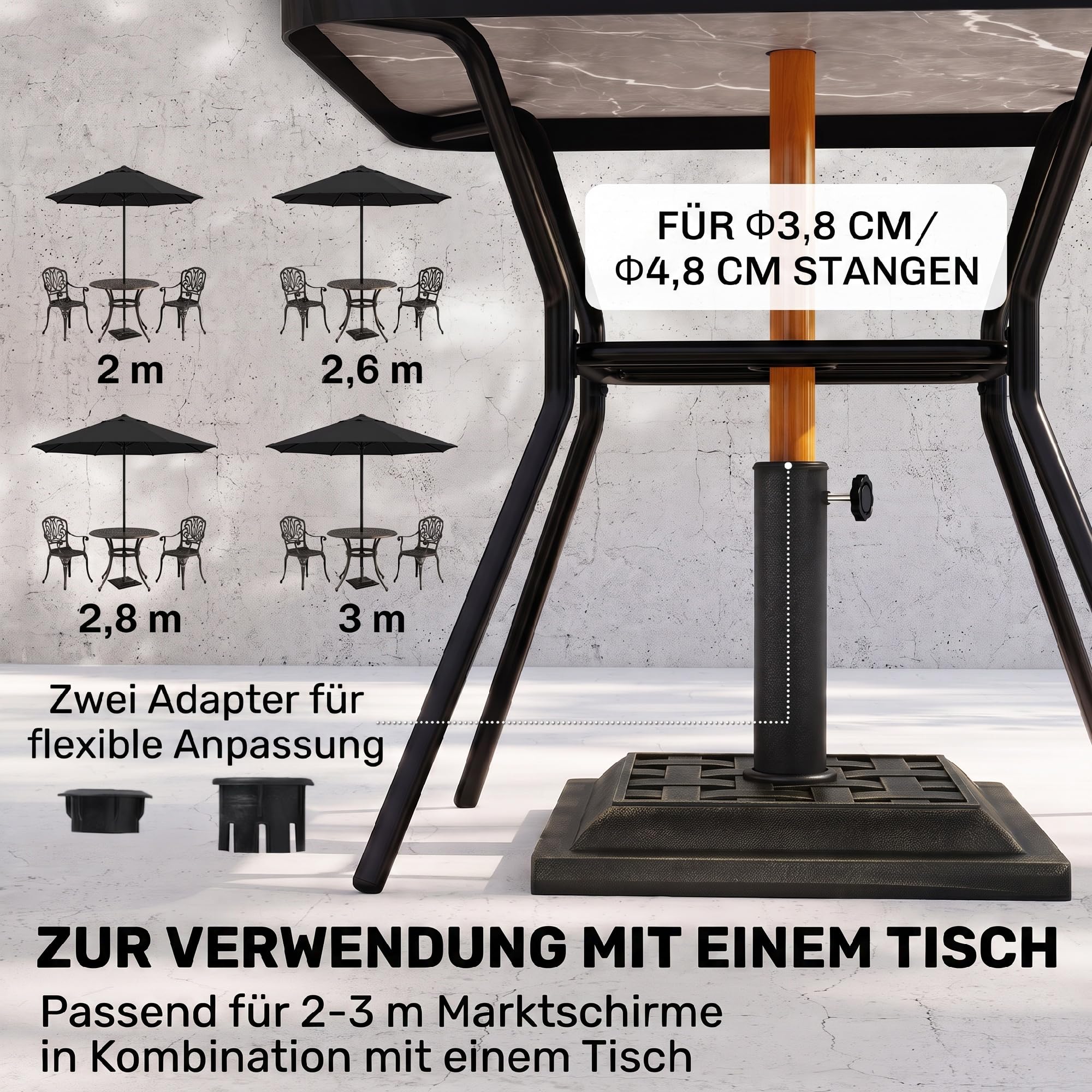 Outsunny Pied de Parasol en Résine 9 kg Ø 38/48 mm 44 x 44 x 33 cm Bronze