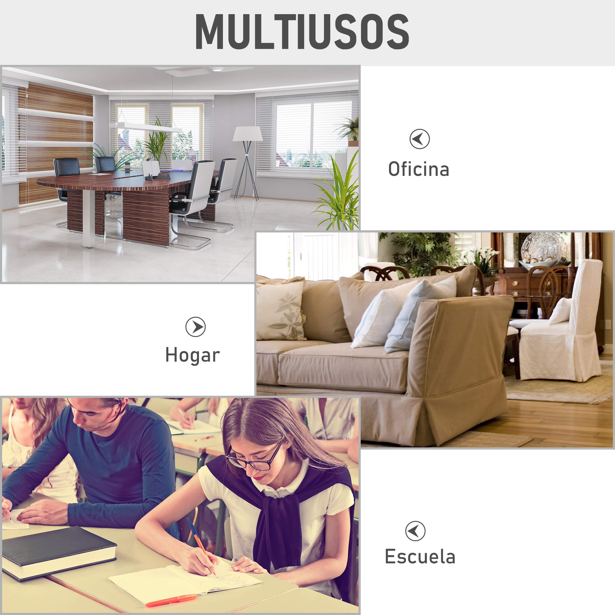 Vinsetto Pizarra de Cristal con Bandeja sin Marco 90x60x0,45 cm Blanco | Pizarra de Pared, Incluye 4 Rotuladores y Borrador