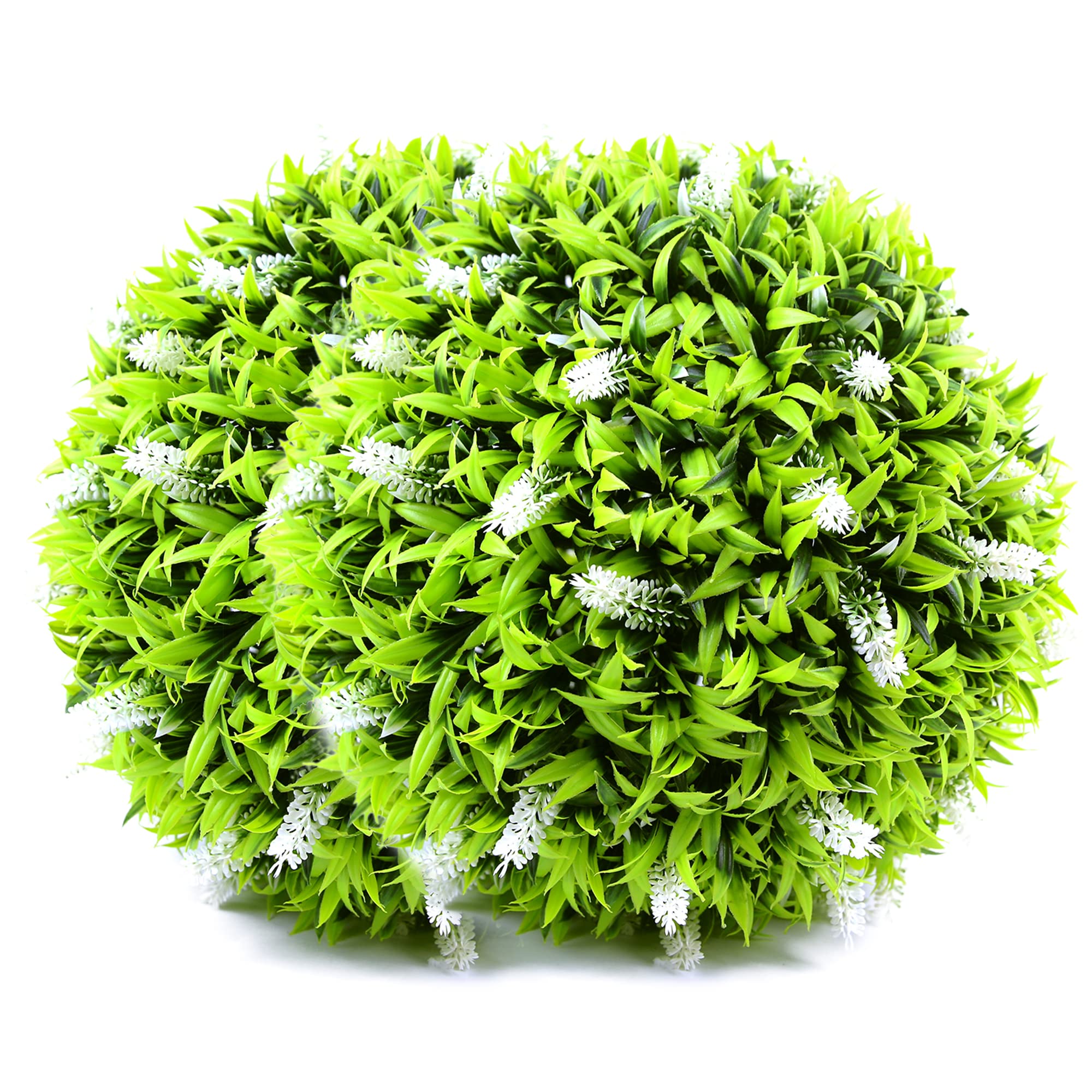 Sunnyglade 2 PCS 15 inch Artificial Plant Topiary Ball Faux Boxwood Decorative Balls for Backyard, Balcony,Garden, Wedding and Home Décor (White)