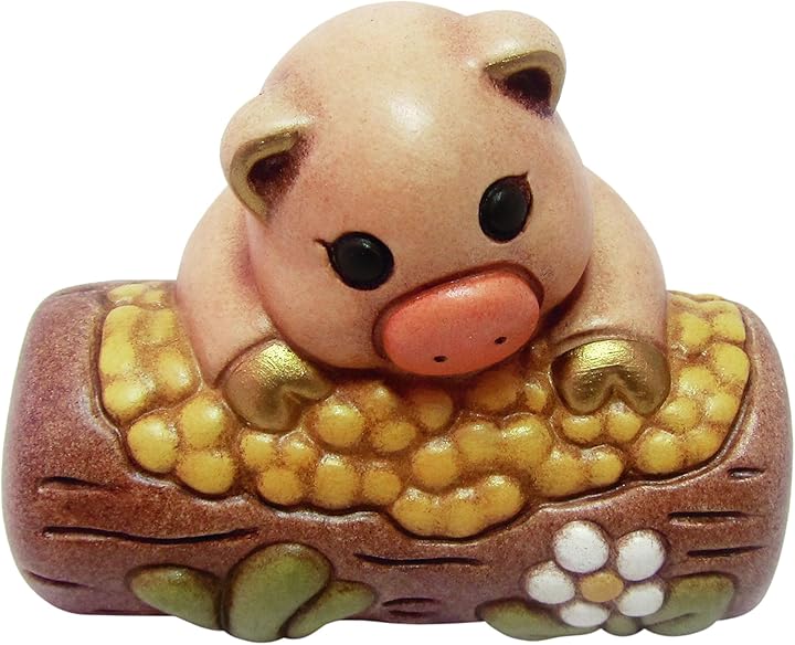 Maiale con mangiatoia thun animali - statuine presepe classico - ceramica - i classic S1923A88