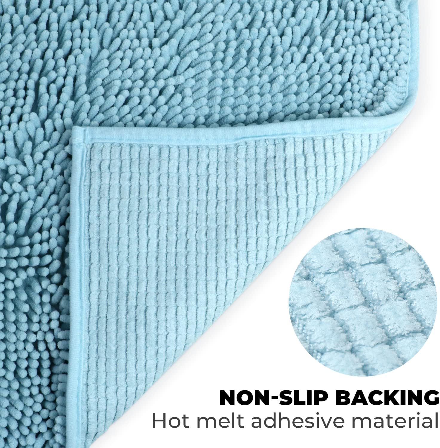 Faylapa 3 Pieces Bathroom Rug Set, Shaggy Ultra Soft Non Slip Bathroom Mat Set, Includes U-Shaped Contour Toilet Mat Plush Bath Mats for Bathroom, Tub, Shower (Machine Washable)