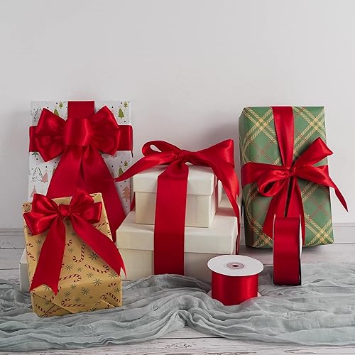 Vista 838 de MEEDEE Orange Satin Ribbon - 1.5 inch Double Faced Satin Ribbon, 50 Yards - Neon Tangerine - For Christmas, Thanksgiving, Halloween, Weddings