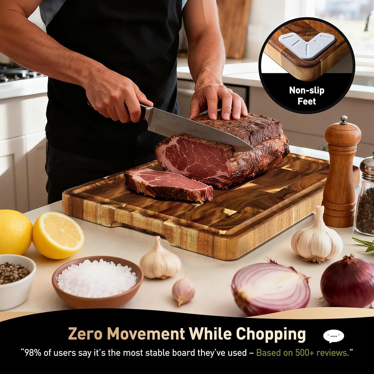 Hanae Koa Acacia & Bamboo End Grain Cutting Board view 2