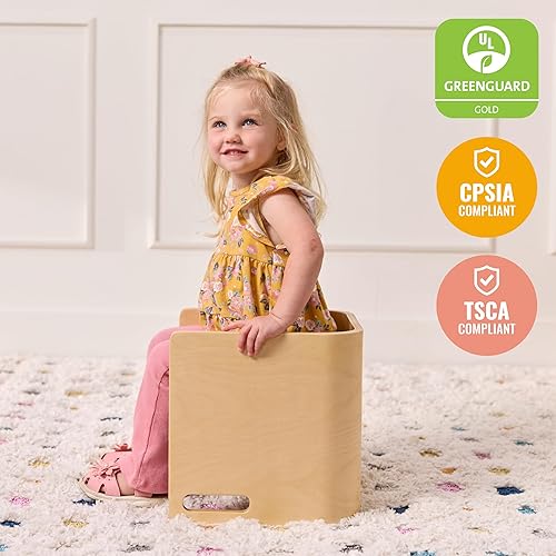 Miniatura 6 de ECR4Kids Bentwood - Silla de cubo multiusos, muebles para niños, natural/blanco Natural/ blanco,Natural,Natural/