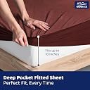 GADDA CO 100% Waterproof Premium Cotton Feel Mattress Protector Single Size 72x36 Inch|Ultra Soft Breathable & Hypoallergenic Fitted Bed Protector Terry Cover(6x3 feet, Fits Upto 10 Inches, Coffee) gallery image