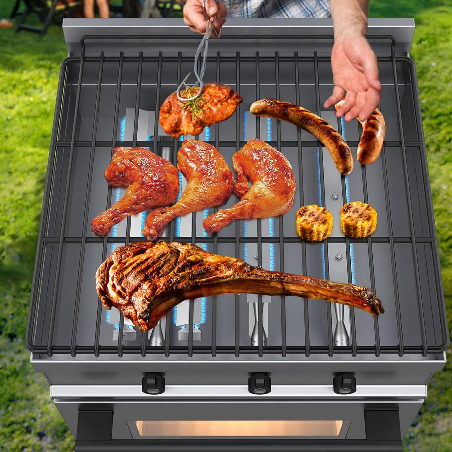 VEVOR BBQ Burners Replacement, Stainless Steel Burner Grill Part Kit, 3 Packs BBQ Burners Replacement, Grill Burner Replacement w/Air Flap Barbecue Replacement Parts w/Evenly Burning for Gas Grills