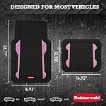 Rubbermaid Car Floor Mat Heavy Duty All Weather Car Floor Mats Complete Set with Dual Tone Pink Aluminum Inserts - Universal Fit, Backrest