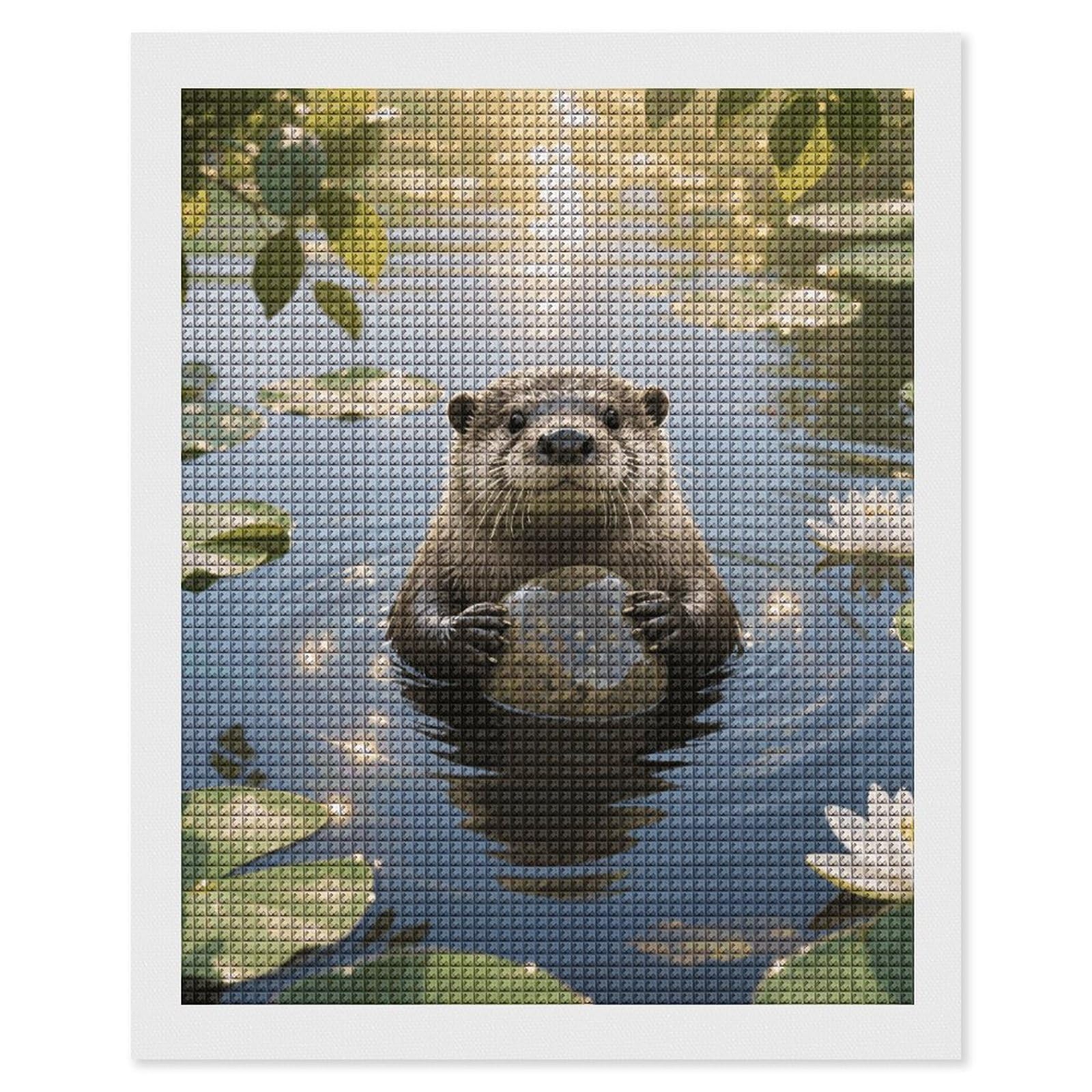 FodPand Otter 5D Diamond Painting Kits for Adults Beginners Full Drill Square Diamond Dots Pictures Gem Art Supplies for Home Wall Room Decoration DIY Craft Set Gift 16x20