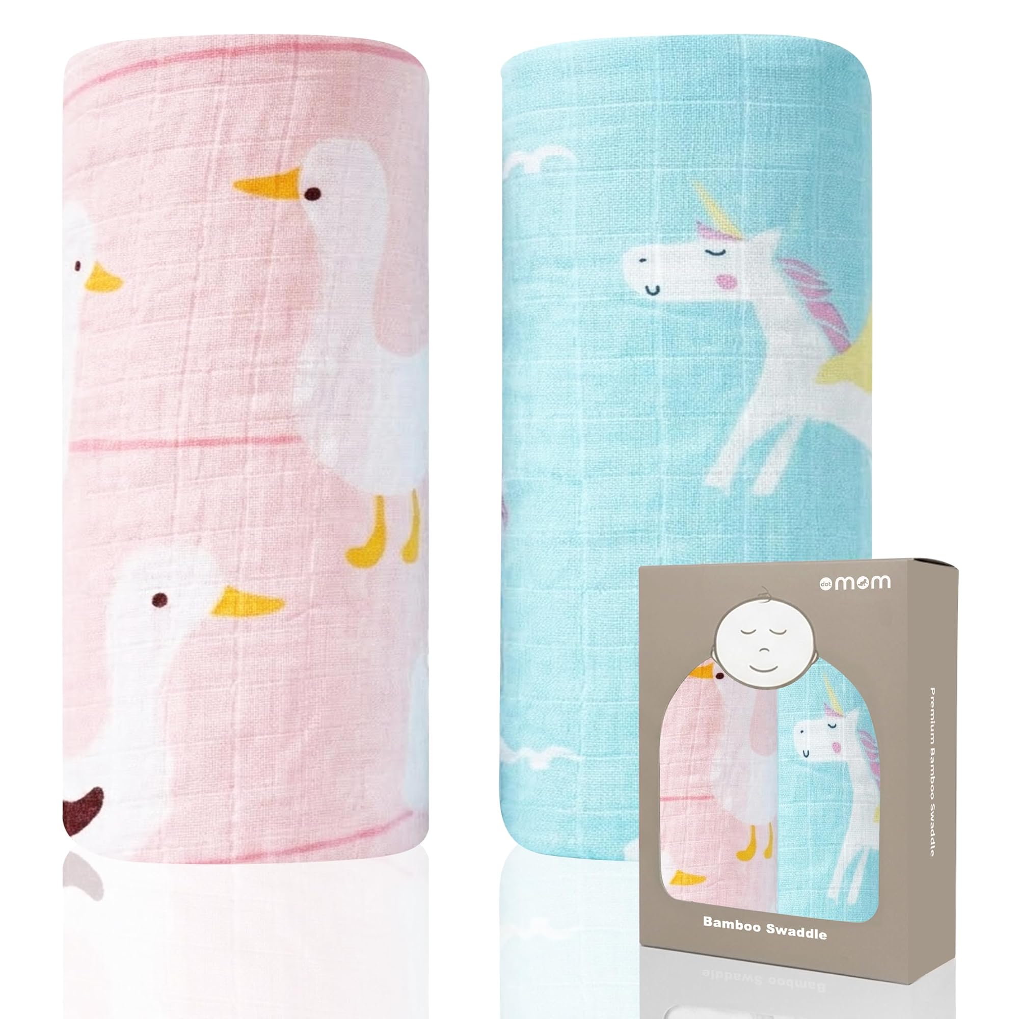 Premium Organic Bamboo Baby Swaddle Wrapper Receiving Blanket