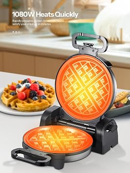 Reemix Waffle Maker, 180 Rotating Belgian Waffle Maker