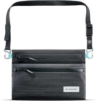 HEIMPLANET Original | HPT Carry Essentials - NECK POUCH | Water-resistant zippers and adjustable shoulder strap | Aluminium hardware | Supports 1% for The Planet Dark A5