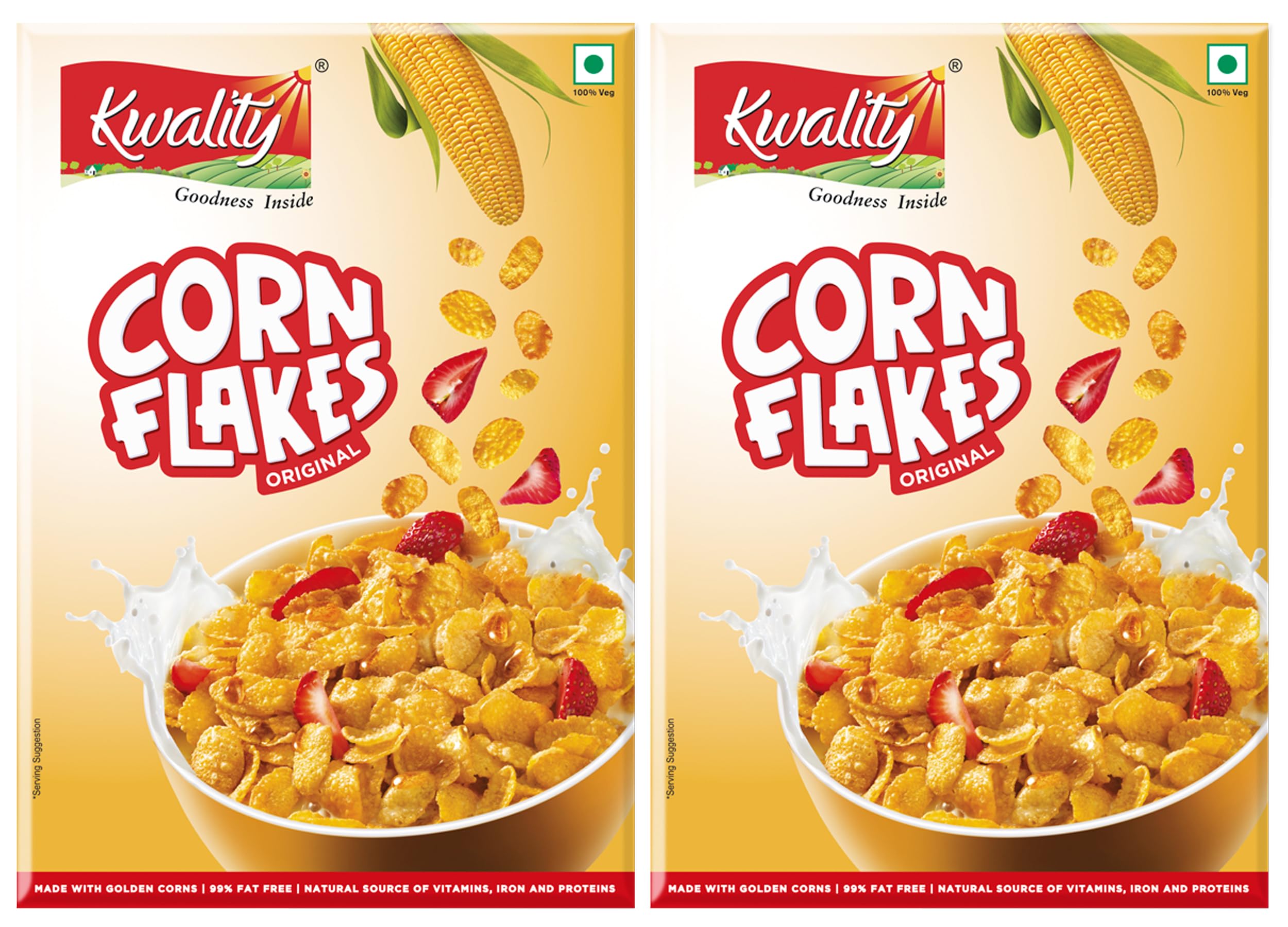 Kwality RCB Corn Flakes 375g (Pack of 2) | Made with Golden Corns | 99% Fat Free, Natural Source of Vitamin & Iron | High in Protein & Fiber | Endorsed by Royal Challengers Bangalore (RCB) | Healthy Breakfast Cereal (B07DXJ3HST) Amazon Price History, Amazon Price Tracker