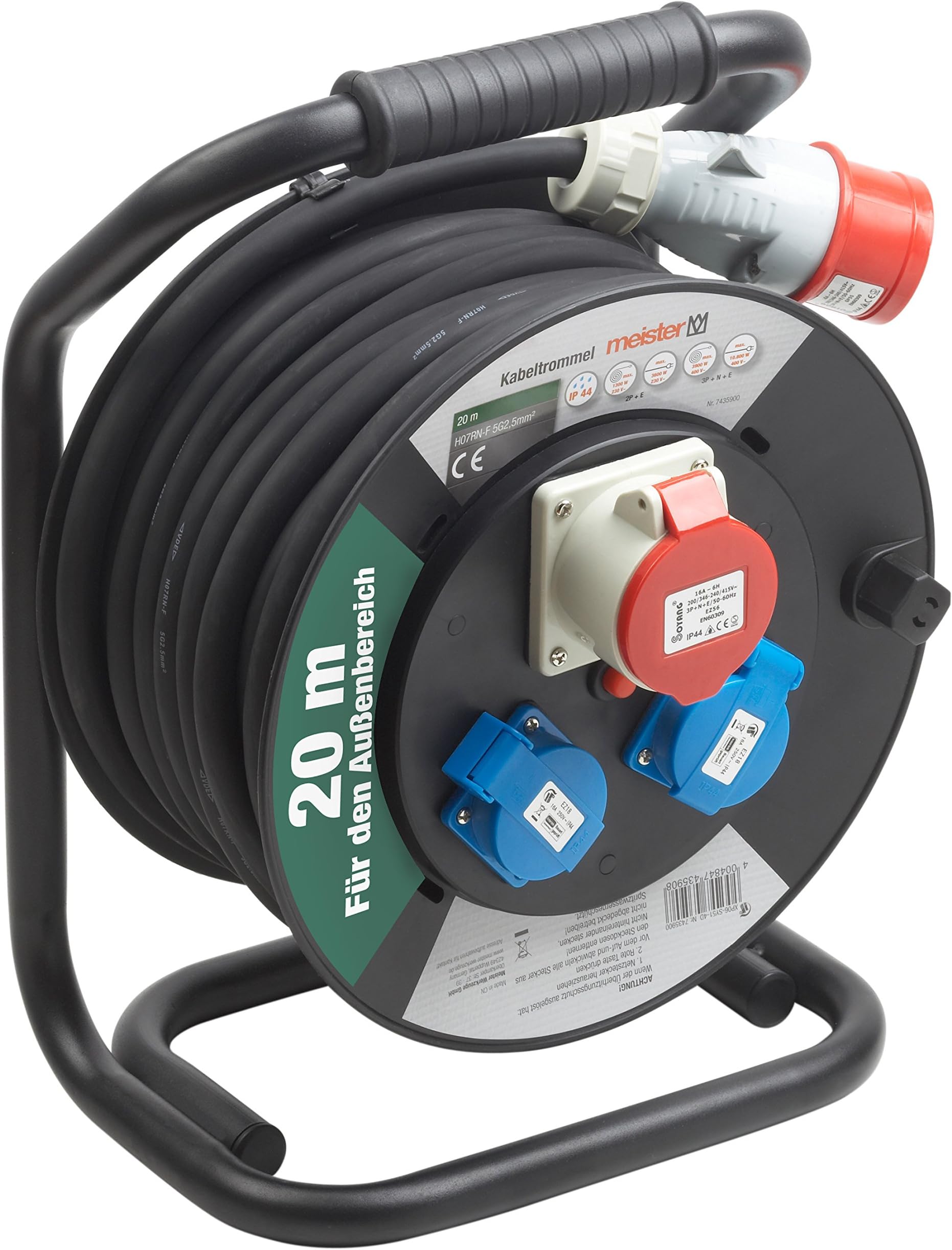 Kabeltrommel 5m Mit 4 Steckdosen - Ausziehbar Für Haus Und Werkstatt - 3x1,5mm Kabel IP20