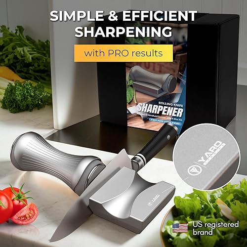 Miniatura 8 de YARO Best - Afilador de cuchillos para cocina y chef, sistema profesional de afilado de cuchillos, kit de afilador de cuchillos de aluminio, rodillo
