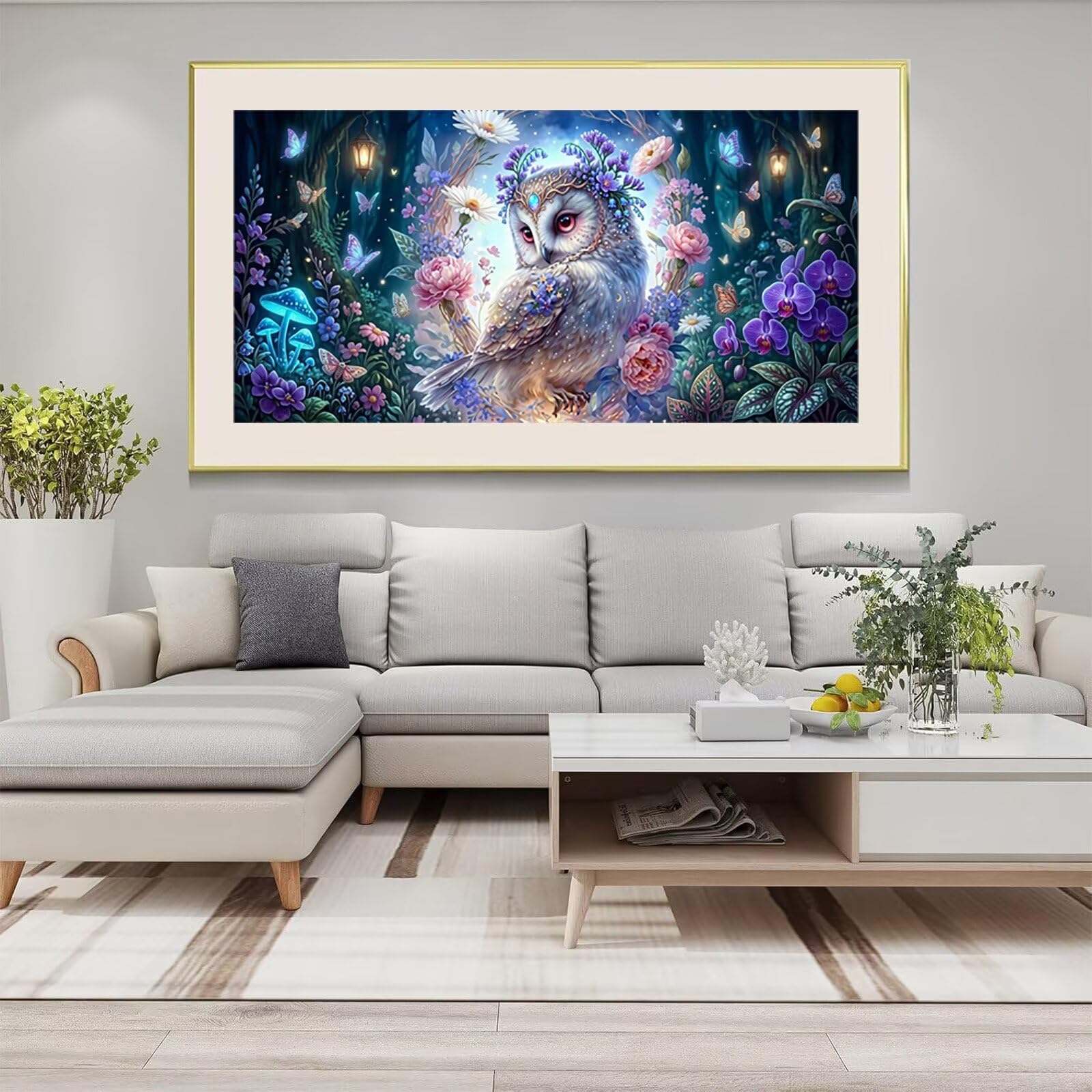 Diamond Painting Eule Diamond Painting Erwachsene XXL Traum, 5D Full Runder Drill Diamanten Malen Nach Zahlen, DIY Set Mosaik Bastelset Kreativ Set für Erwachsene Home Decor Wanddeko 100x200cm,Cod-895