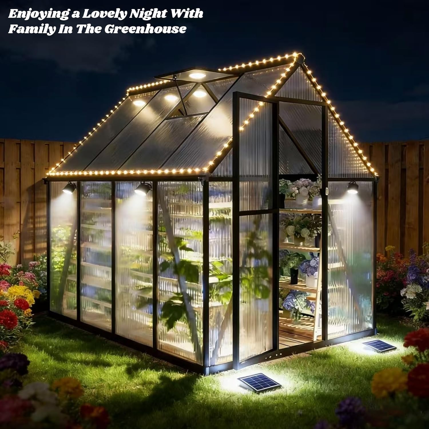6x8 FT Greenhouse for Outdoors, Walk-in Greenhouse with Quick Setup Structure and Roof Vent, Aluminum Large Green House for Outside, Garden Backyard, Dark Gray