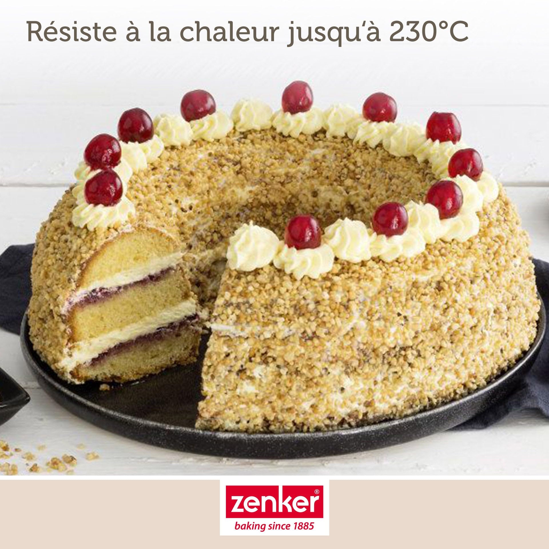 Zenker 9925150 Zestaw 2 foremek do ciasta, foremka do kougelhopf, forma do savarin z gładkim dnem, forma do korony, forma kominka, stal, czarna, 28 i 25 cm