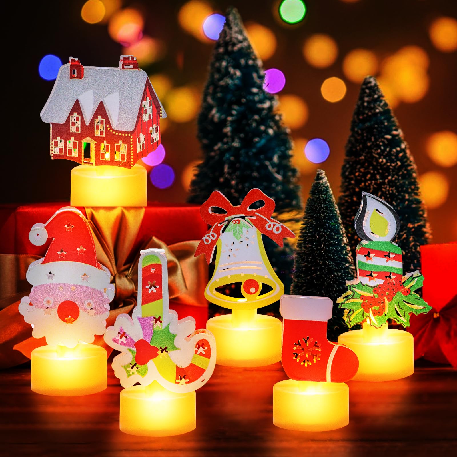 TZQFROCE Velas LED decorativas navideñas, 5 unidades, velas LED sin llama, velas de té de Navidad, para decoración del hogar, decoración de mesa, decoración de fiesta