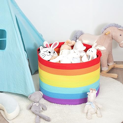 Miniatura 2 de MINTWOOD Design XXXXLarge - Cesta decorativa de cuerda de algodón de 22 x 16 pulgadas, canasta para mantas, sala de estar, canasta de lavandería,