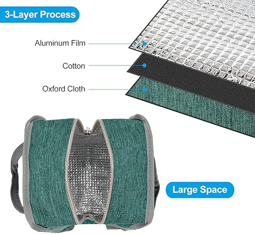 Miniatura 4 de PATIKIL Lonchera térmica de 7.1 x 5.5 x 8.7 pulgadas, lonchera impermeable con bolsillo, bolsa de almuerzo portátil para almacenamiento de alimentos