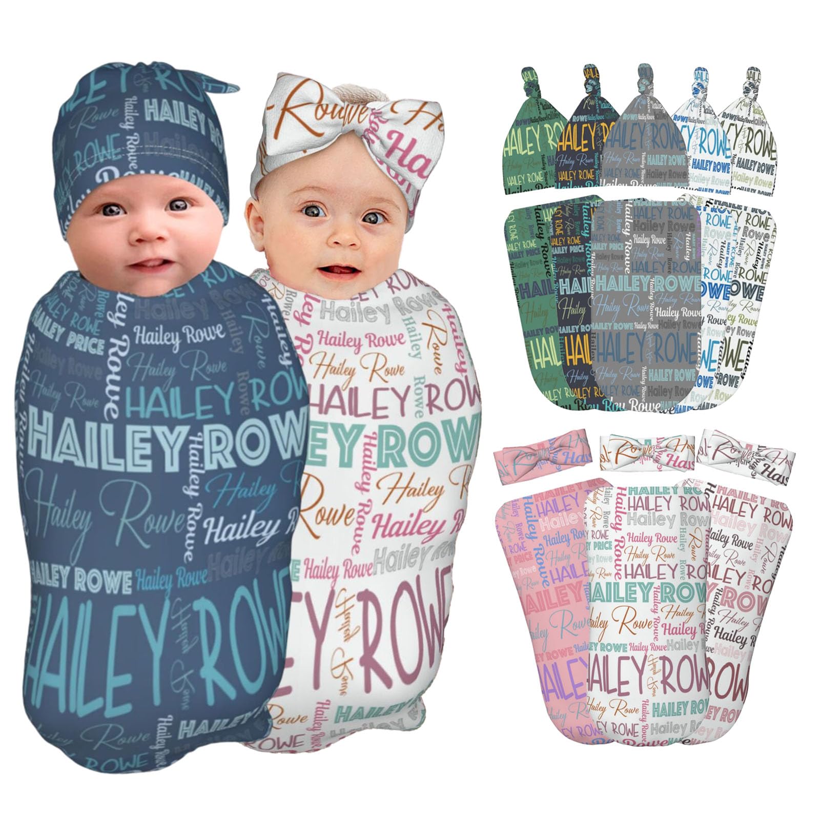 ABERPOR Personalized Baby Swaddle Blankets 0-3 Months - Soft Layette Set for Newborn Boys & Girls