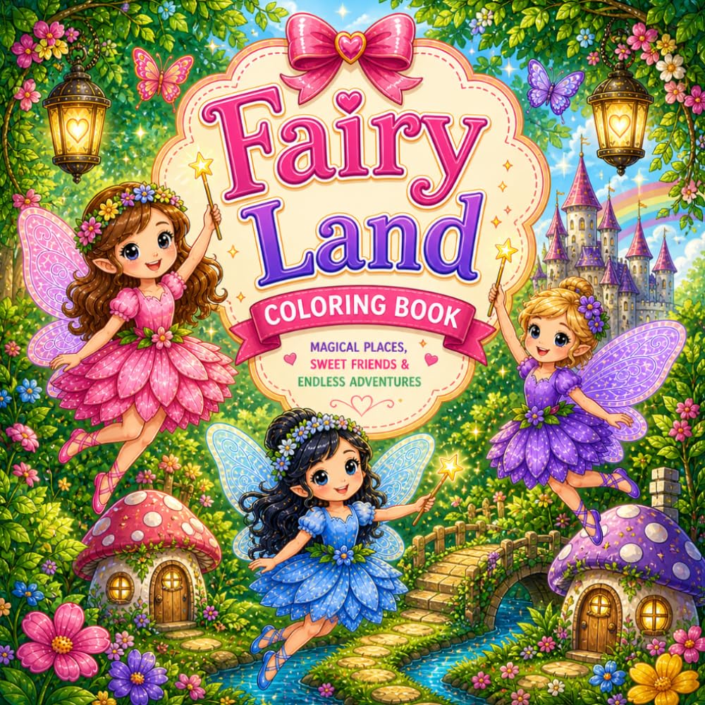 Fairy Land Coloring Book: This delightful designed to inspire creativity, relaxation, and imagination of fairies and fantasy adventures.