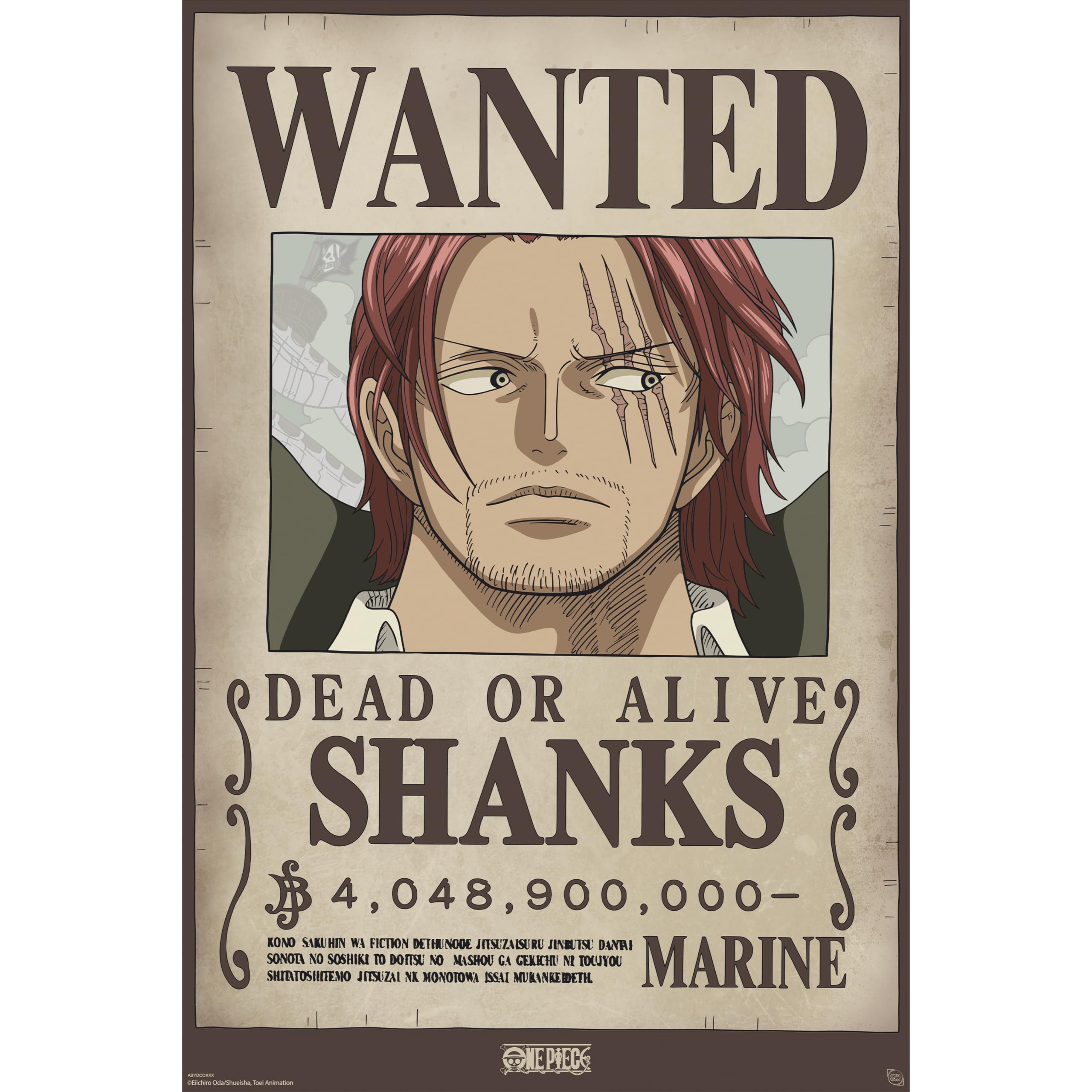 GB eye - ONE PIECE Poster Wanted Shanks Wano (91,​5 x 61 cm)