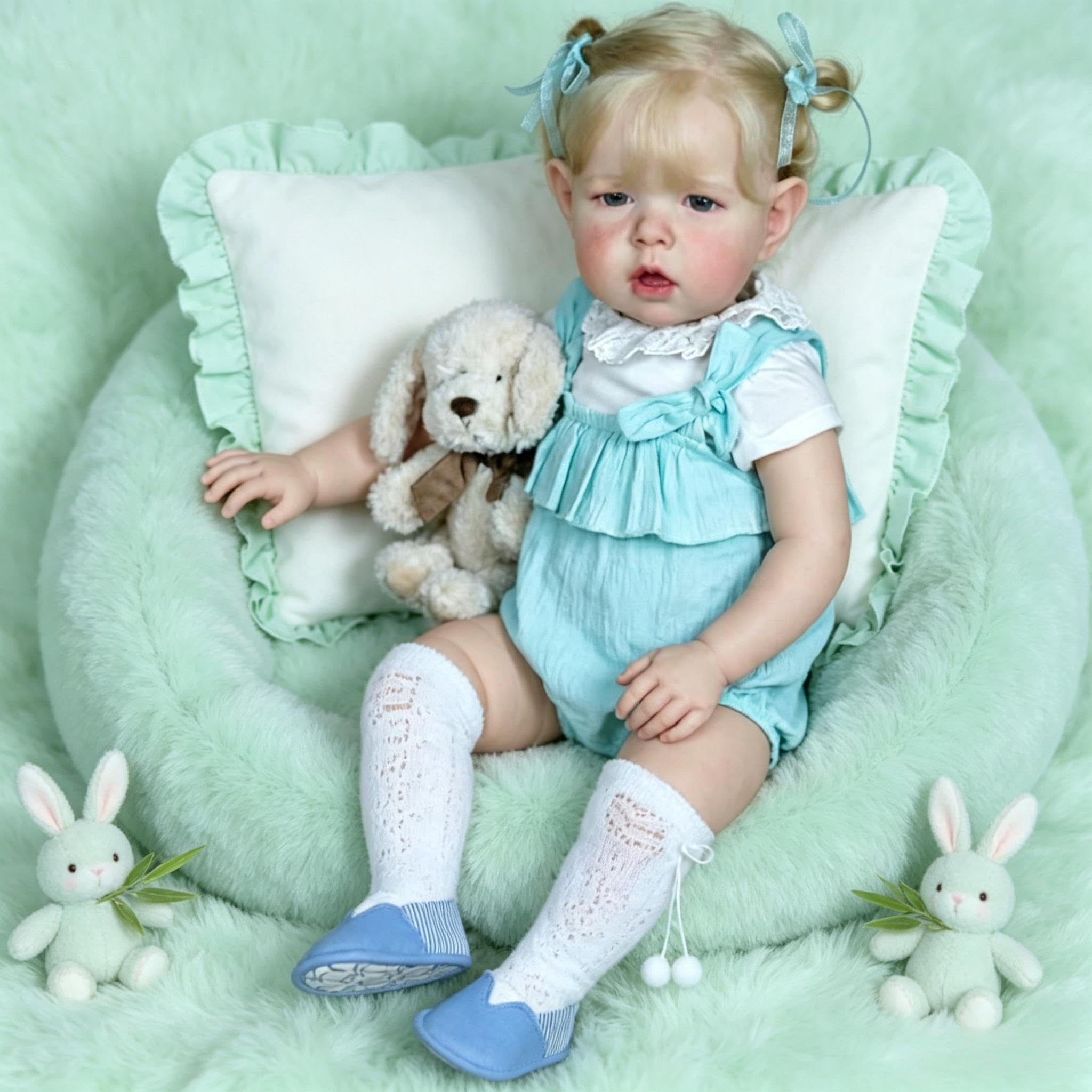 RXDOLL Realistyczne lalki Reborn Baby Dolls silikonowe na całe ciało, winylowa dziewczyna, 50 cm, anatomicznie poprawne, otwarte oczy, ważona realistyczna lalka noworodka, ręcznie robiona zabawka dla