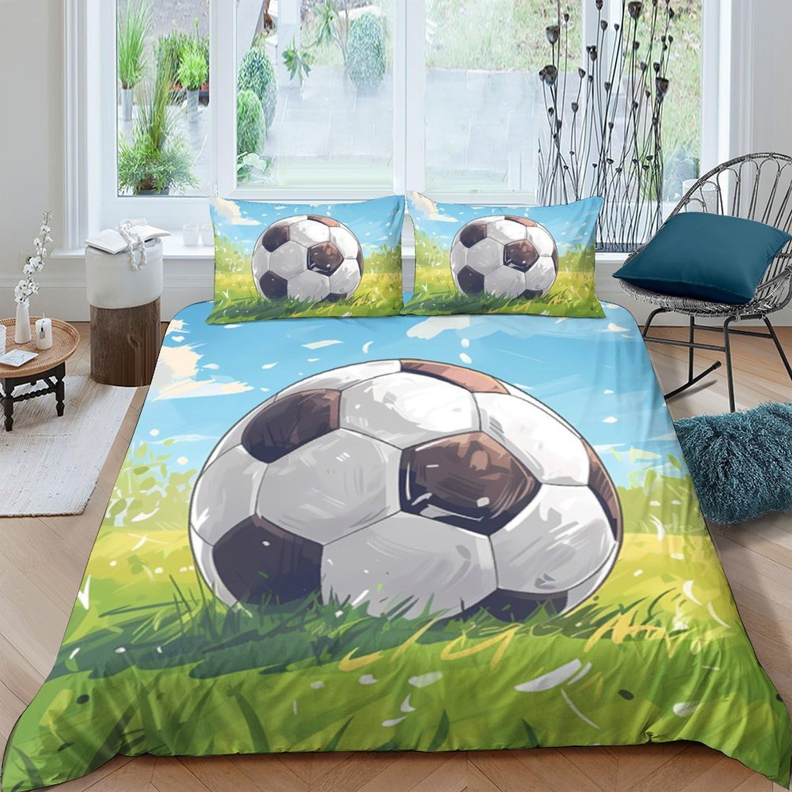 Ctjqhvkz Style-5 3D Printed Soccer Field Fitted Sheet Microfiber Soft Breathable Football Bed Cover For Bedroom Guest Room Decor Single（135X200cm）