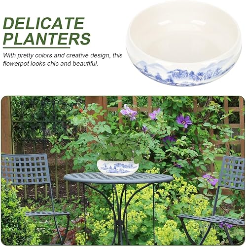 Miniatura 7 de Maceta de cerámica para decoración floral, mesa auxiliar circular, contenedor para suculentas, macetas rústicas, macetas de bonsái, maceta de