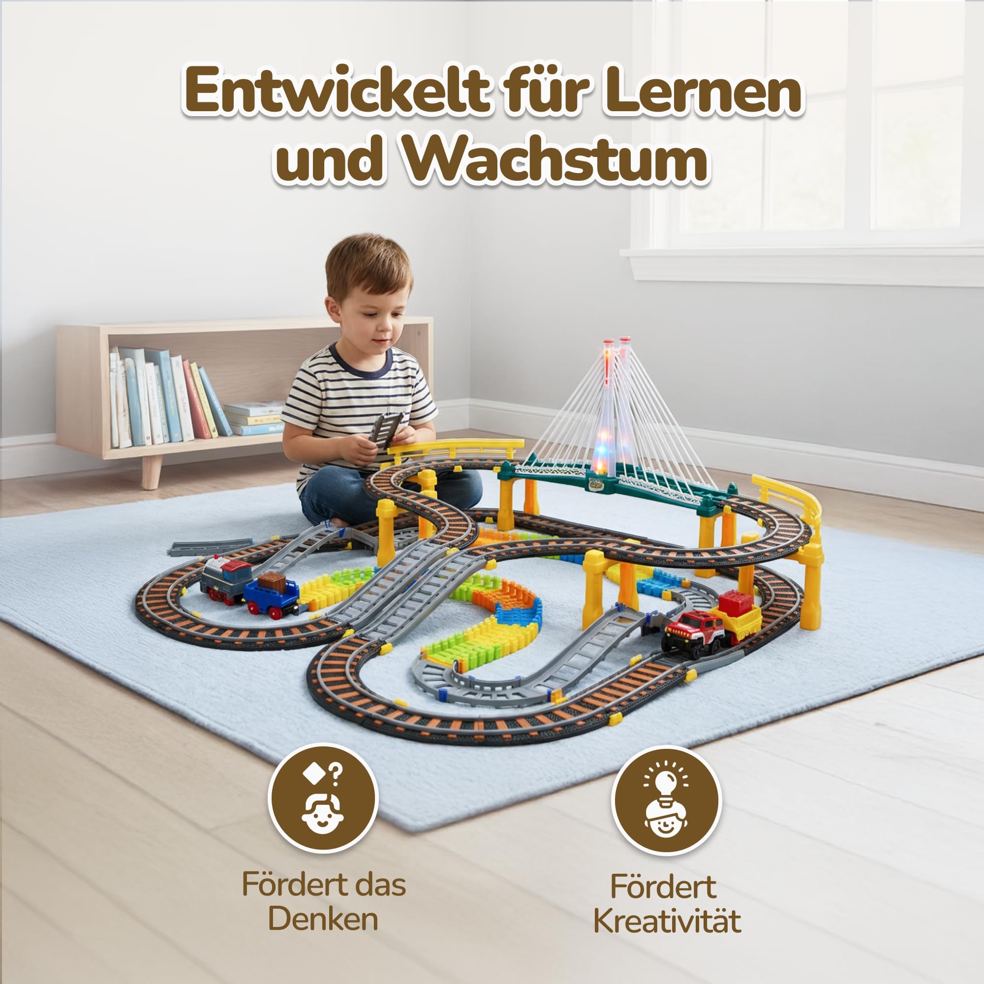 Elektrische Eisenbahn für Kinder – 192-teiliges Zug-Set mit Schienen, Licht & Sound – ab 3 Jahren, batteriebetrieben, inkl. Auto