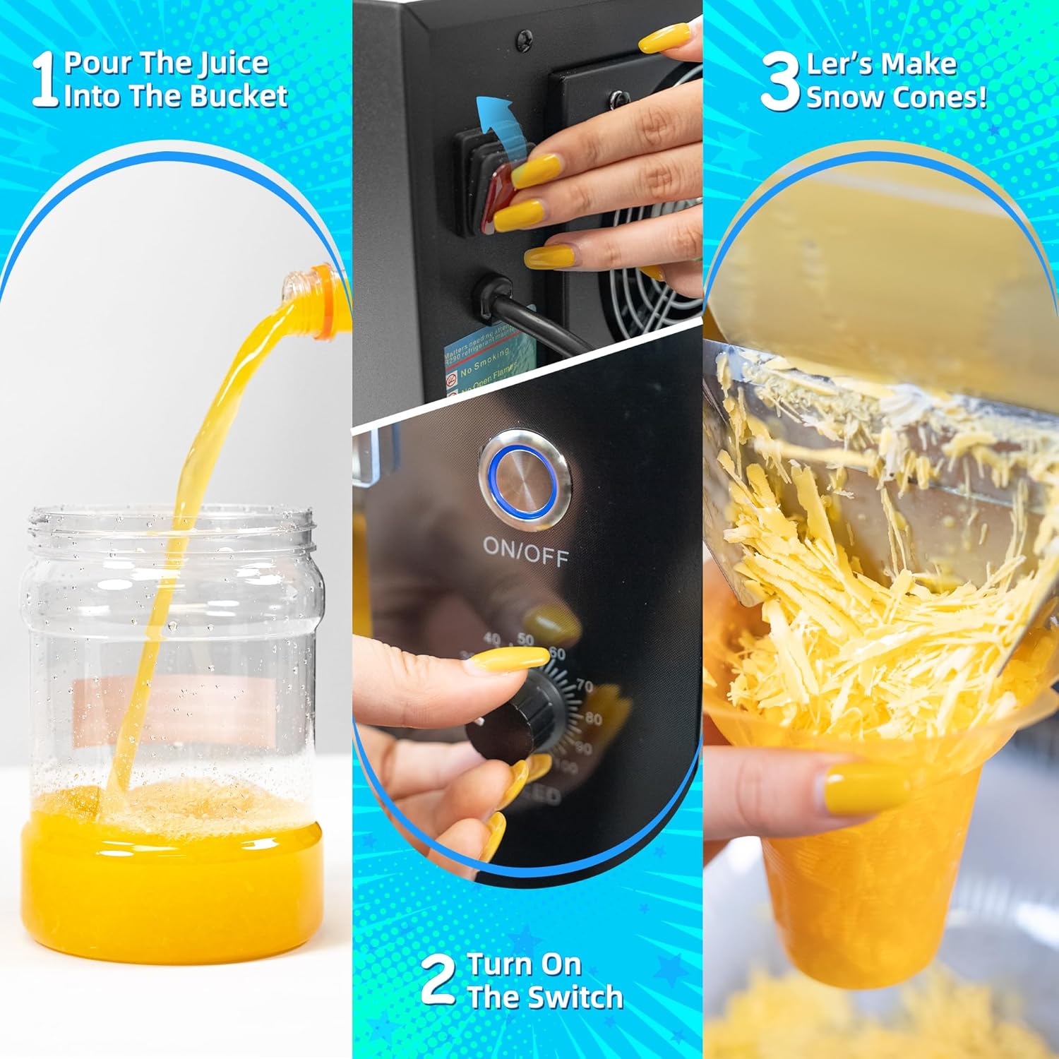 VNN Slushie Machine - 400LBS/24H Commercial Shaved Ice Machine, Snowflake Ice Machine, Instant Snowflake Ice from Your Favorite Drinks