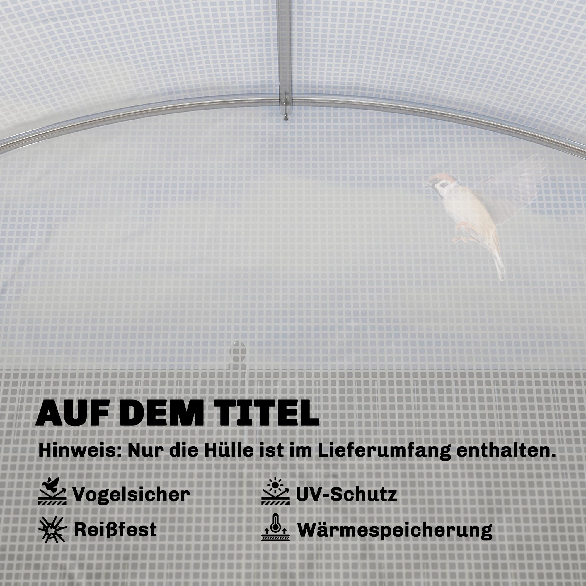 Outsunny Film de serre 3 x 3 m en polyéthylène imperméable avec porte enroulable, 6 fenêtres, protection UV, indéchirable, bâche de protection pour tunnel de jardinage, film tunnel pour extérieur