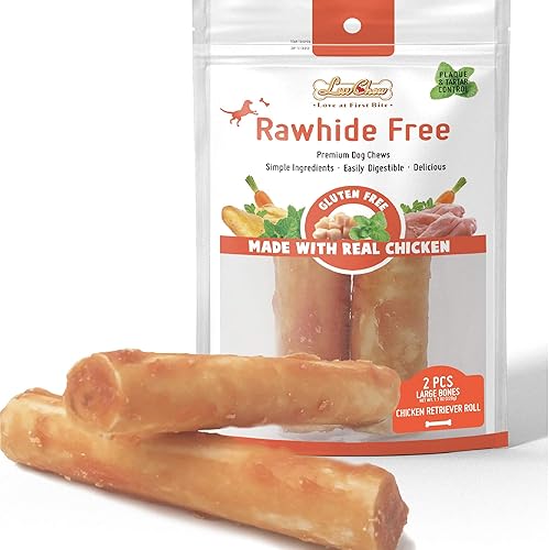 Miniatura 1 de LuvChew - Rollito para masticar para perros, sin cuero crudo, calidad prémium, hecho con pollo real y verduras, delicioso, saludable, digerible
