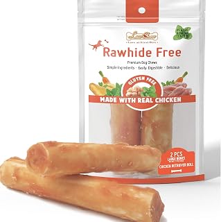 Premium Dog Chew Treats Chicken Retriever Rolls for Large Dogs, Rawhide Free, Grain Free, Highly Digestible,Large 7" 2pcs/Pack x 2pack