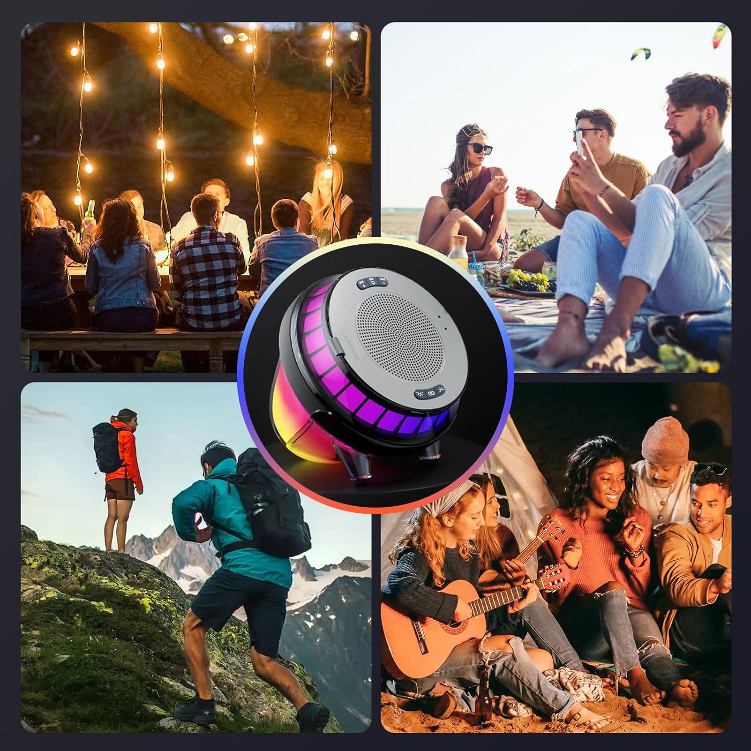 Floating Speaker for Pool with Colorful Lights, IPX7 Waterproof Floating Hot Tub Speaker, 15W Stereo Loud Sound, 360° Loud Stereo Sound, TWS, Great for Pool Shower Travel SPA