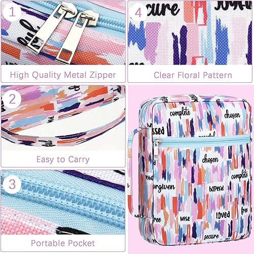 Miniatura 6 de Laumoi Funda para la Biblia para mujer, funda de Biblia floral de 10 pulgadas, bolsa protectora portátil para suministros de estudio bíblico (estilo