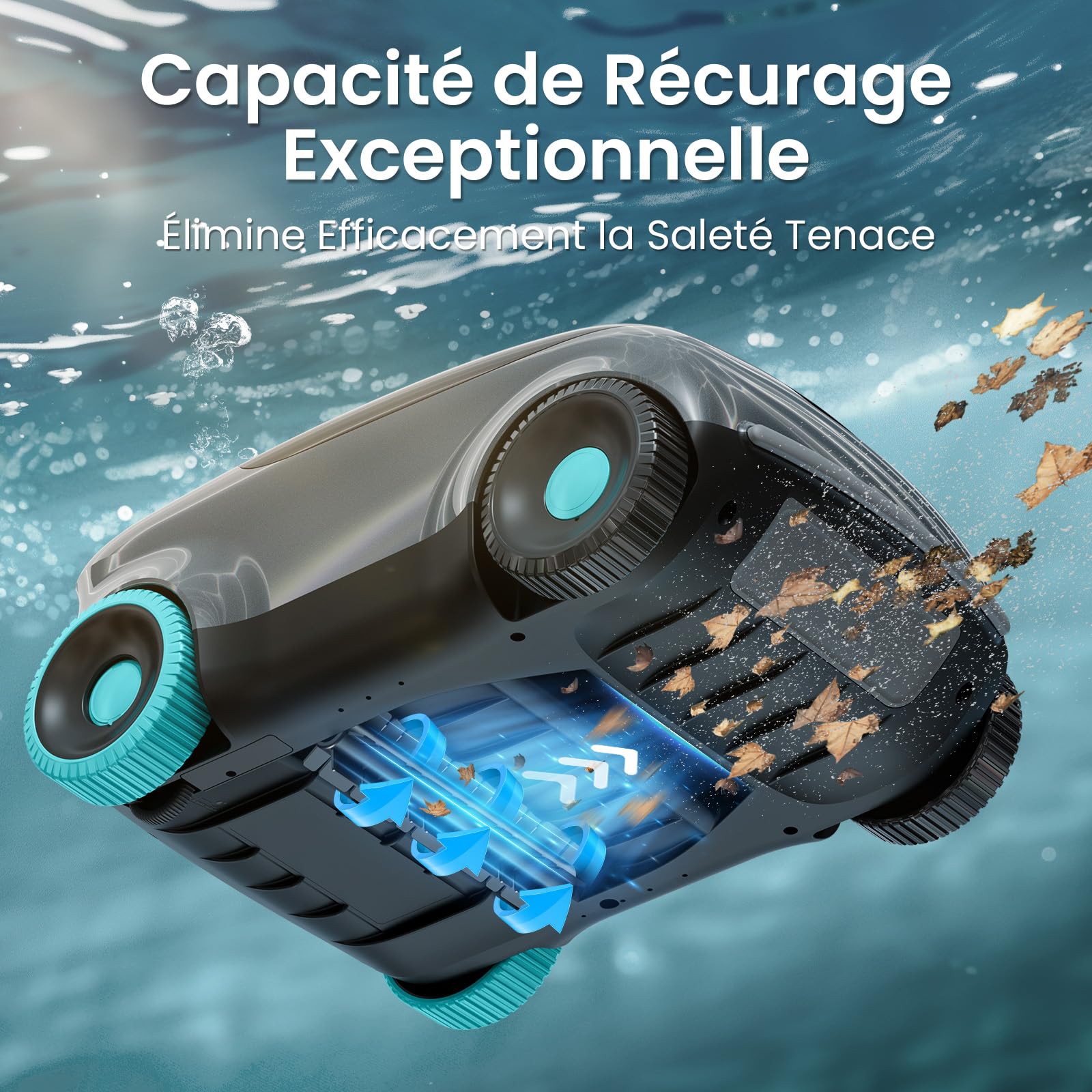 AIPER Scuba E1 Robot Piscine Hors Sol sans Fil, Aspirateur Haute Performance: Filtration 3μm+180μm de Précision, Tri-Moteur Puissance Renforcée, 130 Min Autonomie, Piscines 100㎡