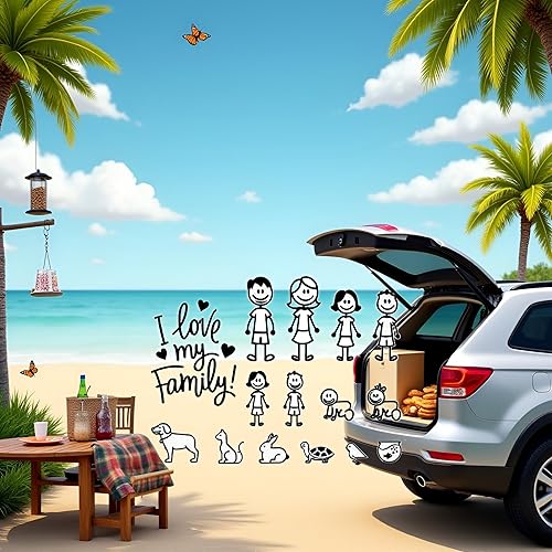 Miniatura 8 de Calcomanía para auto con texto en inglés "I Love My Family", calcomanías brillantes para mascotas, gatos, perros, animales, calcomanías para auto,