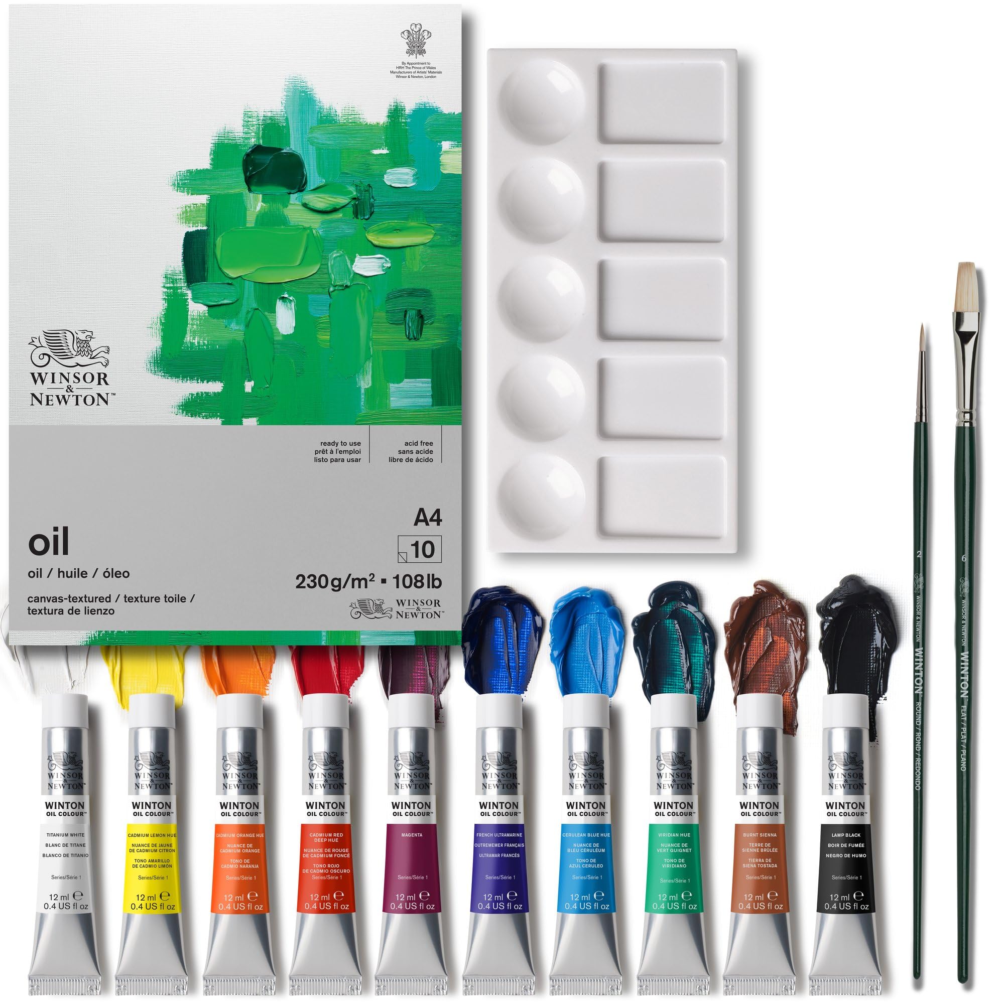Winsor & Newton Winton Huile Set 10X12ml + Accessoires, Multicouleur