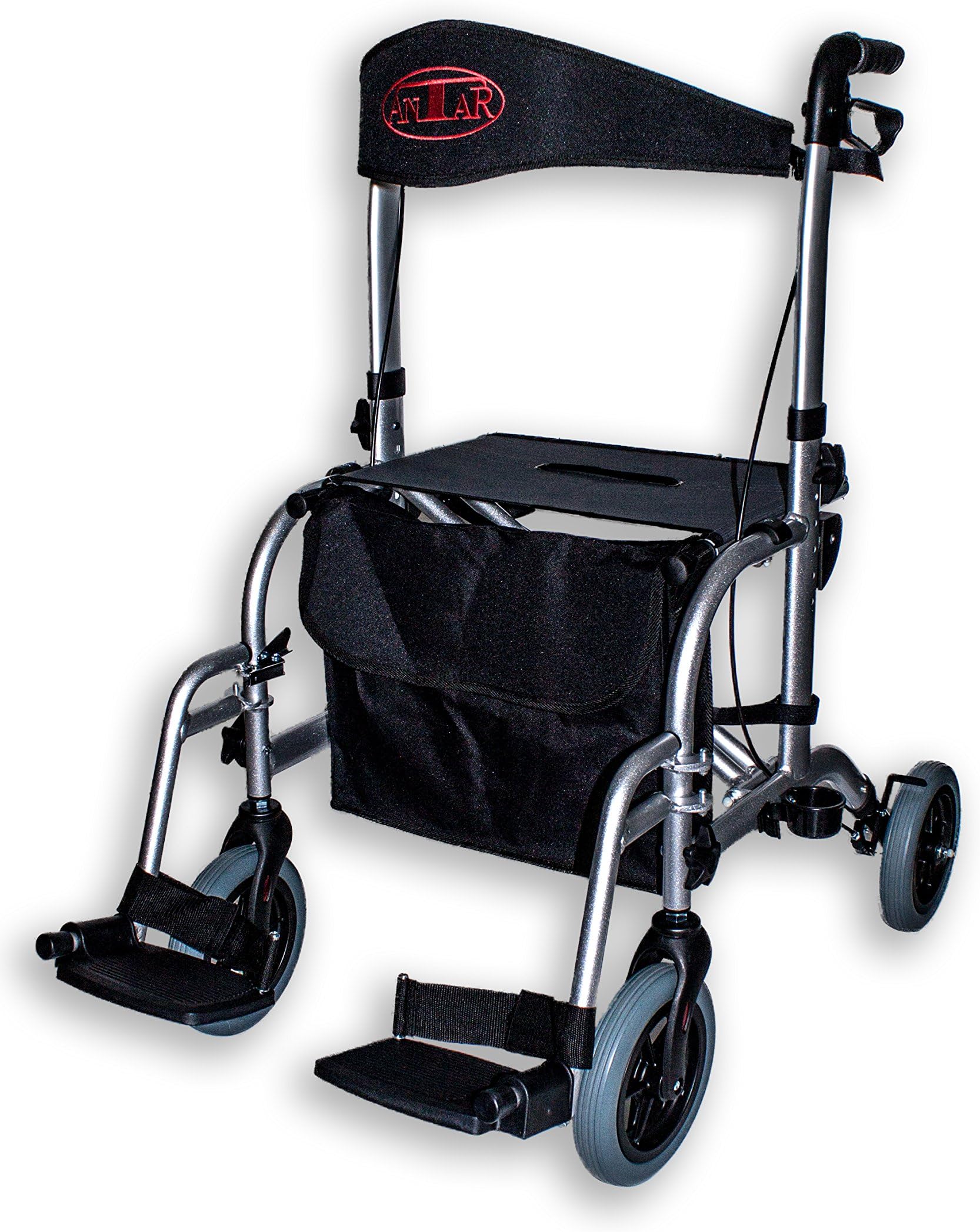 Antar 13709 Premium Hybrid Aluminium Rollator and Transport Chair Wheelchair