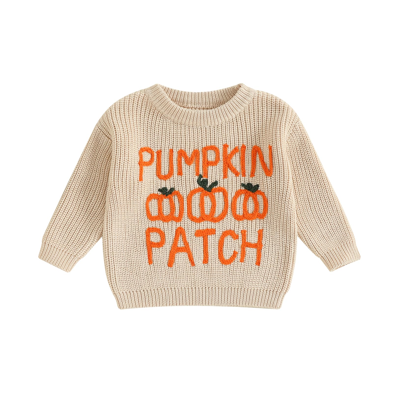 LSFYSZD Toddler Baby Girls Boys Halloween Pumpkin Sweaters Long Sleeve Crew Neck Winter Warm Knitwear Pullover Jumpers Top — view 140