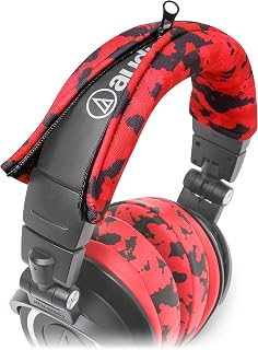 WC BandZ V2 Audio Technica ATH Mシリーズ ヘッドフォン用 保護ヘッドバンドカバー - Wicked Cushions製 - 洗濯機で洗え、レザーの剥離なし - M50X / M50XBT / M50 / M40X などと互換性あり | (レッドカモ) | Wicked Cushions製 | ATH M50、M40X などにも適合、洗濯機で洗え、革が剥がれることはありません。 | Red Camo