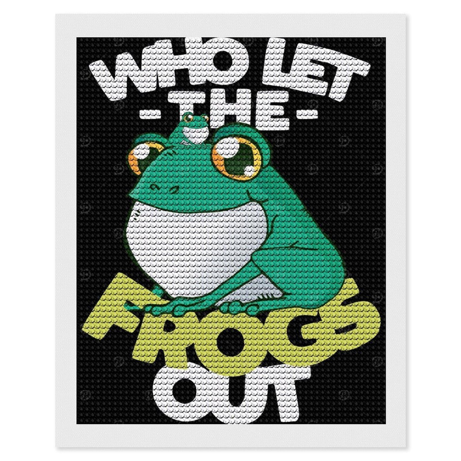 Junmoney Frog Diamond Art Kit 16"x20", Bedroom Decor, Adhesive Canvas, Full Kit Included, Thoughtful Present, Birthday Gift