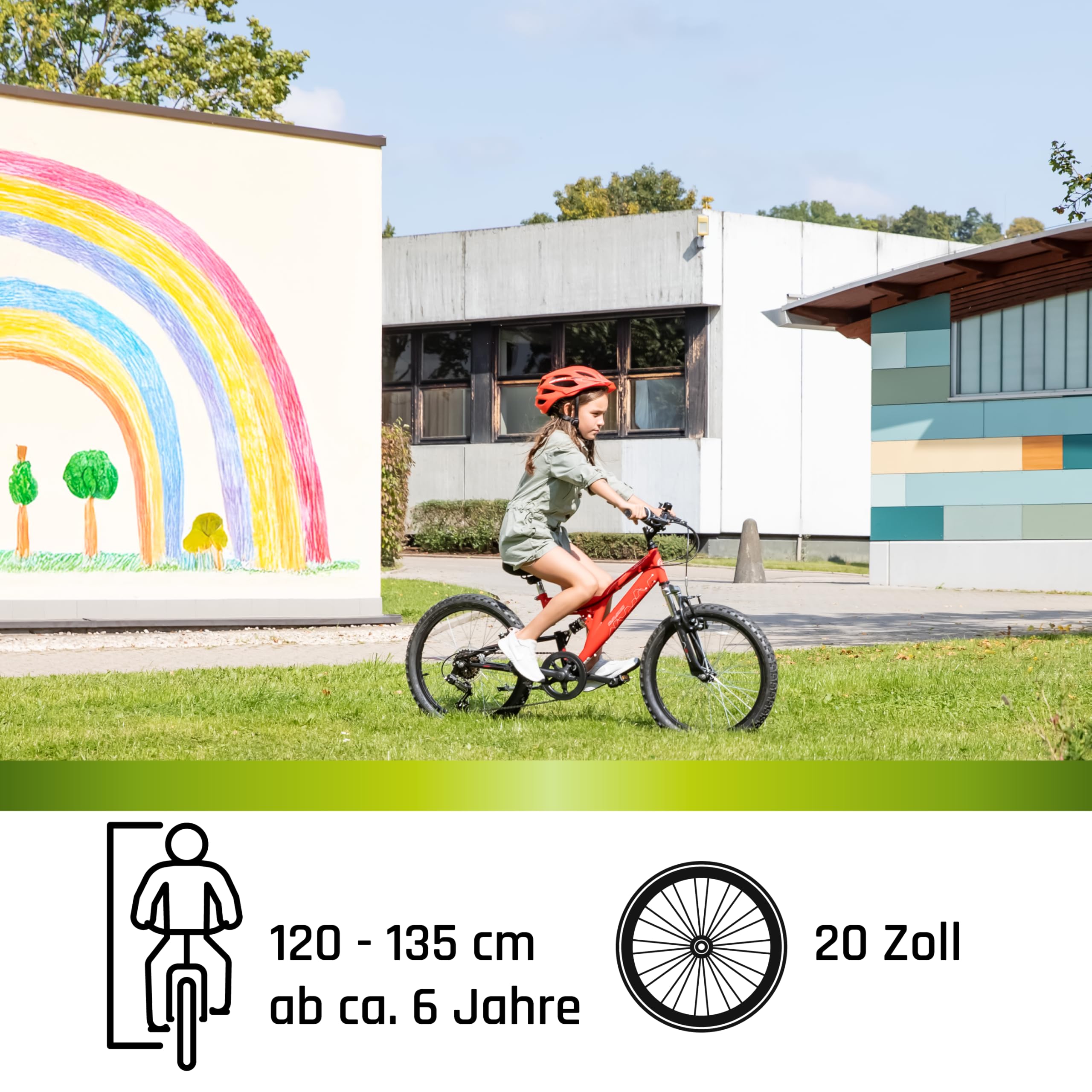 Galano FS180 Kinder Fahrrad ab 6 Jahre Mountainbike Fully ab 120 cm für Mädchen und Jungen, 20 Zoll, 6 Gang Schaltung, MTB Unisex Kinderrad mit V Brakes